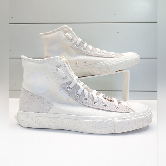 Converse Chuck Taylor Alt Star High Top Wavy Egret White Canvas Leather Men's 10 - Picture 3 of 10